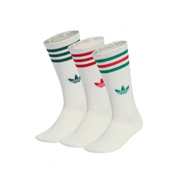 Set de sosete lungi unisex cu logo - 3 perechi - Rosu/Alb/Verde