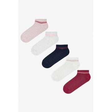 Set de sosete pana la glezna cu model uni - 5 perechi - Multicolor