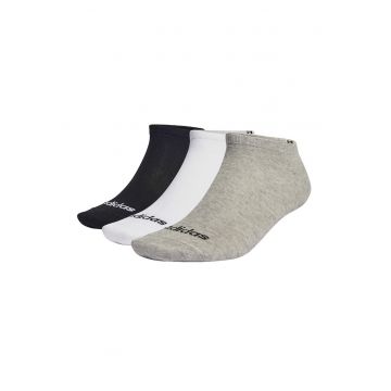 Set de sosete scurte pana la glezna unisex cu imprimeu logo - 3 perechi - Alb/Negru/Gri melange