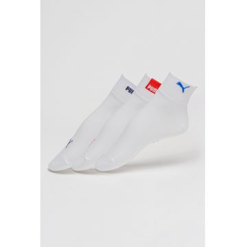 Set de sosete scurte unisex din amestec de bumbac - 3 perechi - Rosu/Alb