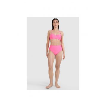 Slip de bikini pentru femei  roz - elastic - cu talie inalta - material sintetic
