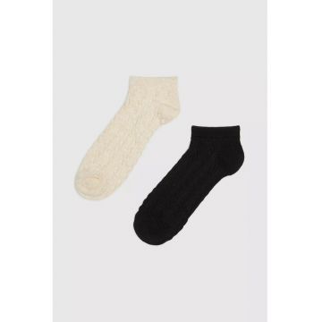 Sosete dama  set 2-pachet bicolor bej/negru