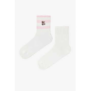 Sosete lungi din amestec de bumbac - Alb/Roz pastel