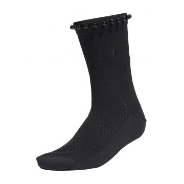 Sosete scurte cu aspect texturat si aplicatii din perle - Negru
