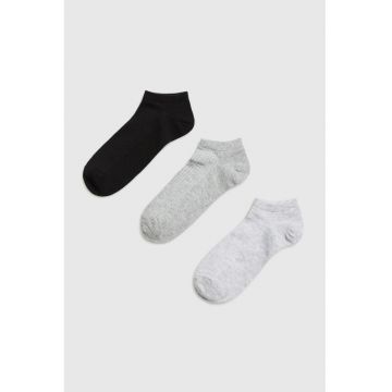 Sosete scurte  set 3 pachet - dungi - negru - bumbac