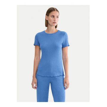 Tricou de pijama dama -  albastru - bumbac si poliester - maneci scurte - croiala regulara