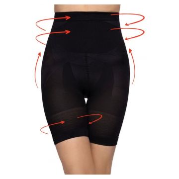 Chiloti boxeri modelatori microfibra cu talia inalta sub sani  Super Slim 140 den - Negru