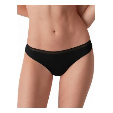 Chiloti brazilieni cu talia joasa si dantela  ADA76 0001 - Negru