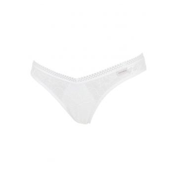 Chiloti brazilieni v-cut cu dantela  ADA71 0001 - Alb