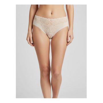 Chiloti clasici bumbac cu talia medie si dantela  ADC88 - Nude rose