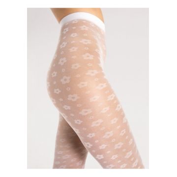 Ciorapi dama -  Footloose - 30 den - floral - alb - Alb