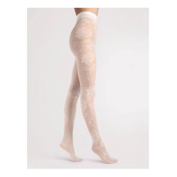 Ciorapi dama -  Sharon - model floral - Alb - Alb