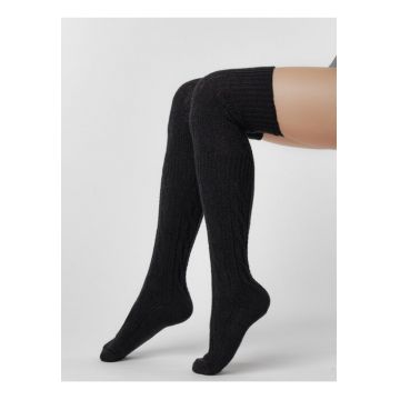 Jambiere lana negre peste genunchi  S089-015 - Negru