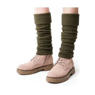 Jambiere raiate lana si acril masliniu fara varf  S095-011 - Verde masliniu