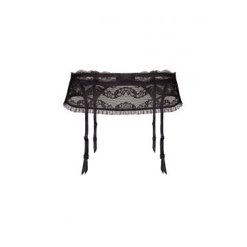 Portjartiera cu dantela -  Poliester/Elastan - Negru - Negru