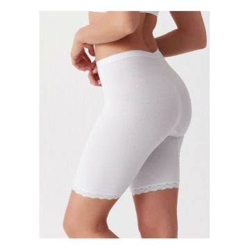 Set 2 perechi boxeri lungi pe picior bumbac cu talia inalta  3163 0002 - Alb