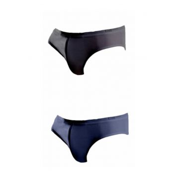 Set 2 perechi chiloti clasici bumbac talie joasa  GU016 0002 - Gri/Bleumarin