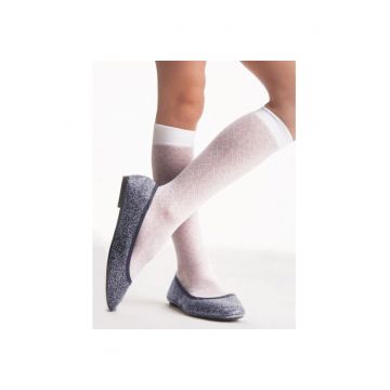 Set 2 perechi sosete fete lycra cu model lungi sub genunchi  Zuzia 20 den - Alb