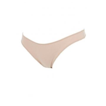 Set 3 perechi chiloti tanga bumbac cu talia joasa  3489 0003 - Bej