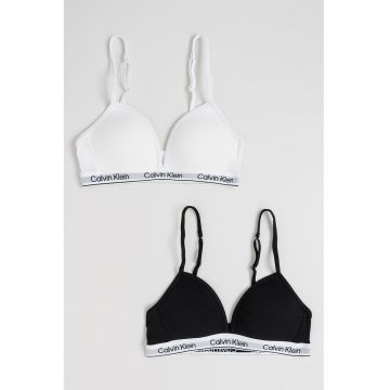 Set de bustiere cu logo - 2 Perechi - Negru stins/Alb optic