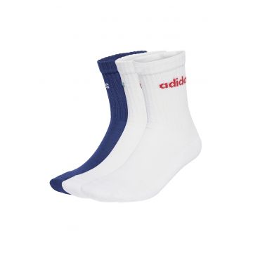 Set de sosete lungi unisex cu striatii - 3 perechi - Rosu/Albastru inchis/Alb optic