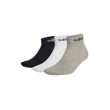 Set de sosete scurte unisex - cu logo - 3 perechi - Alb/Negru/Gri