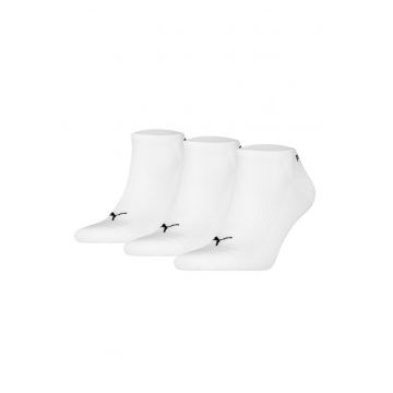 Set de sosete unisex pana la glezna cu detaliu logo - 3 perechi - Alb