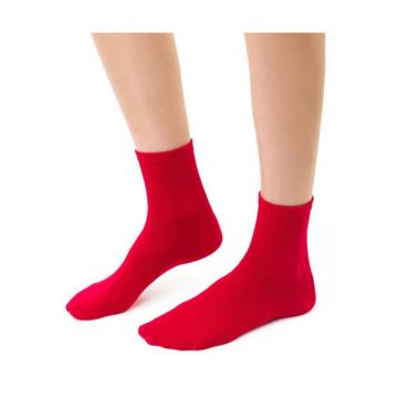 Sosete bumbac simple  S037 - Rosu