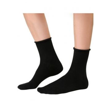 Sosete cu casmir si margine intoarsa  S083 - Negru
