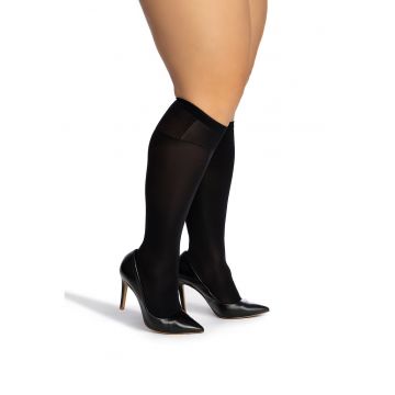 Sosete din dres - pana la genunchi - plus size - 50 DEN - Negru
