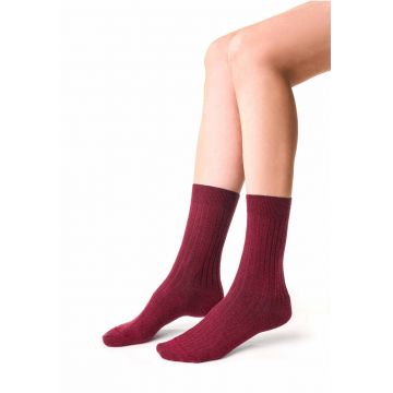 Sosete fara compresie din lana Merino burgundy 35/37 -