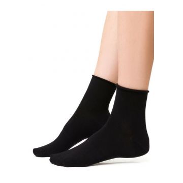 Sosete fine bambus cu margine intoarsa  S125 - Negru