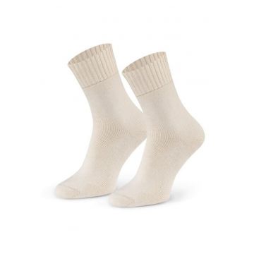 Sosete flausate bumbac 100% in culoare naturala  S199 - Ecru