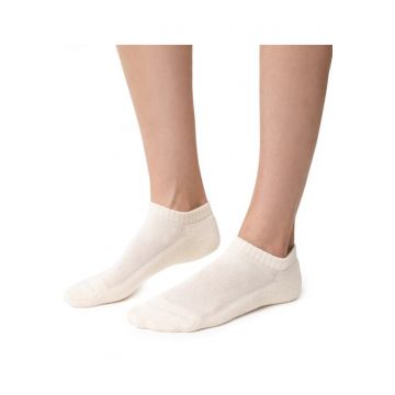 Sosete scurte bumbac 100% cu talpa flausata in culoare naturala  S198 - Ecru