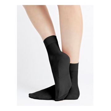 Sosete scurte cu talpa bumbac si efect de masaj  Nature Sole 20 den - Negru