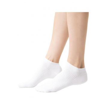 Sosete scurte raiate bumbac  S137 - Alb