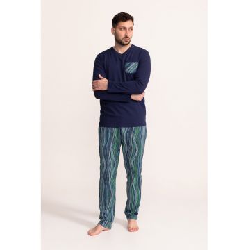 Pijama cu decolteu in V Noah - Albastru/Bleumarin