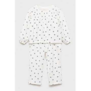 Pijama de bumbac cu model - Alb/Albastru inchis