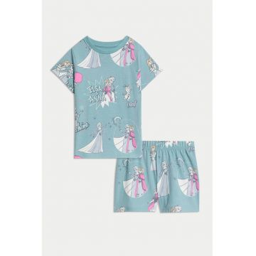 Pijama de bumbac Frozen - Roz/Verde persan