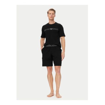 Pijamale barbati -  negru - bumbac - imprimeu grafic