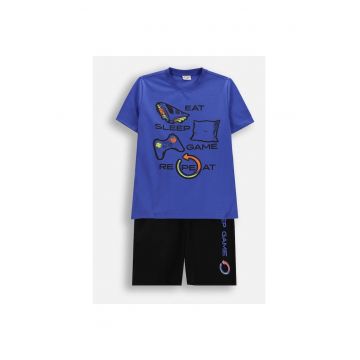 Pijamale pentru baieti -  2 piese - albastru-negru -
