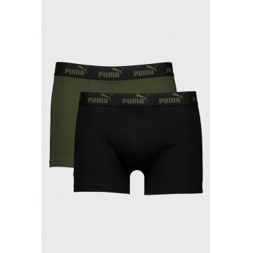 Set de boxeri cu banda logo in talie - 2 perechi - Negru/Verde feriga