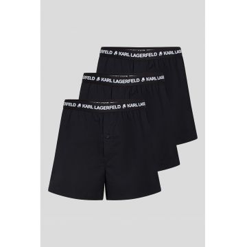 Set de boxeri cu banda logo in talie - 3 perechi - Negru