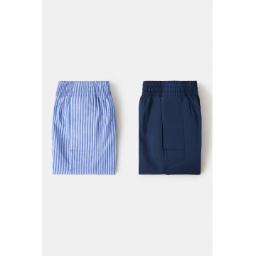 Set de boxeri cu talie elastica - 2 perechi - Alb/Albastru lavanda/Bleumarin