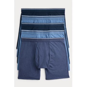 Set de boxeri din amestec de bumbac - 5 perechi - Bleumarin
