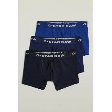 Set de boxeri din bumbac organic cu banda logo in talie - 3 perechi - Albastru ultramarin/Albastru royal/Bleumarin
