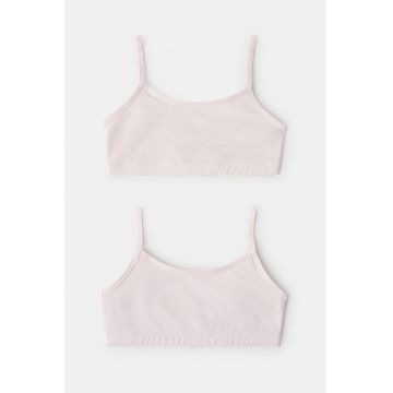 Set de bustiere din amestec de bumbac - 2 piese - Roz pal