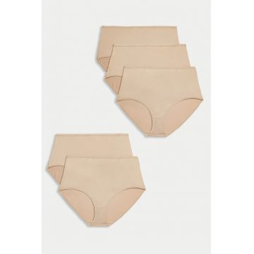 Set de chiloti uni - 5 perechi - Maro taupe deschis