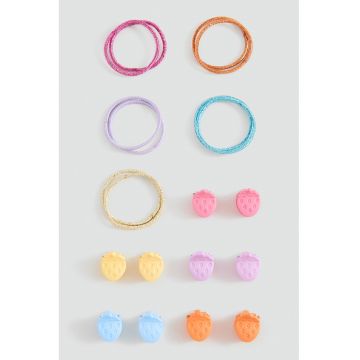 Set de elastice de par si agrafe- 10 piese - Multicolor