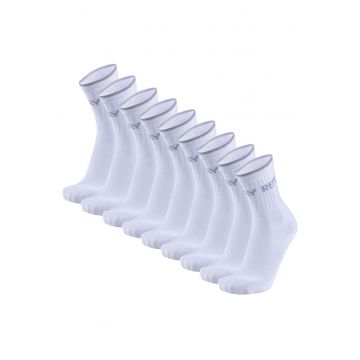 Set de sosete lungi unisex cu model logo - 9 perechi - Alb